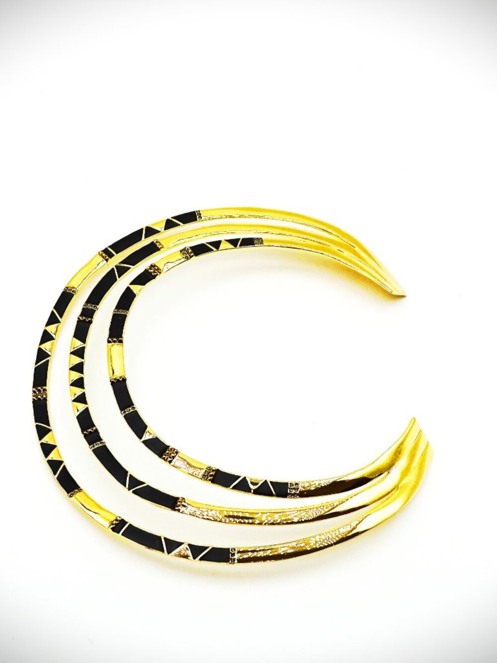 HOUSE of HARLOW Gold Plated & Black Enamel Geometric Pattern Collar Necklace - Picture 6 of 9